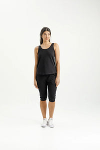 3/4 Apartment Pants - Black with Lime - HOME LEE Pant NZ LUMA