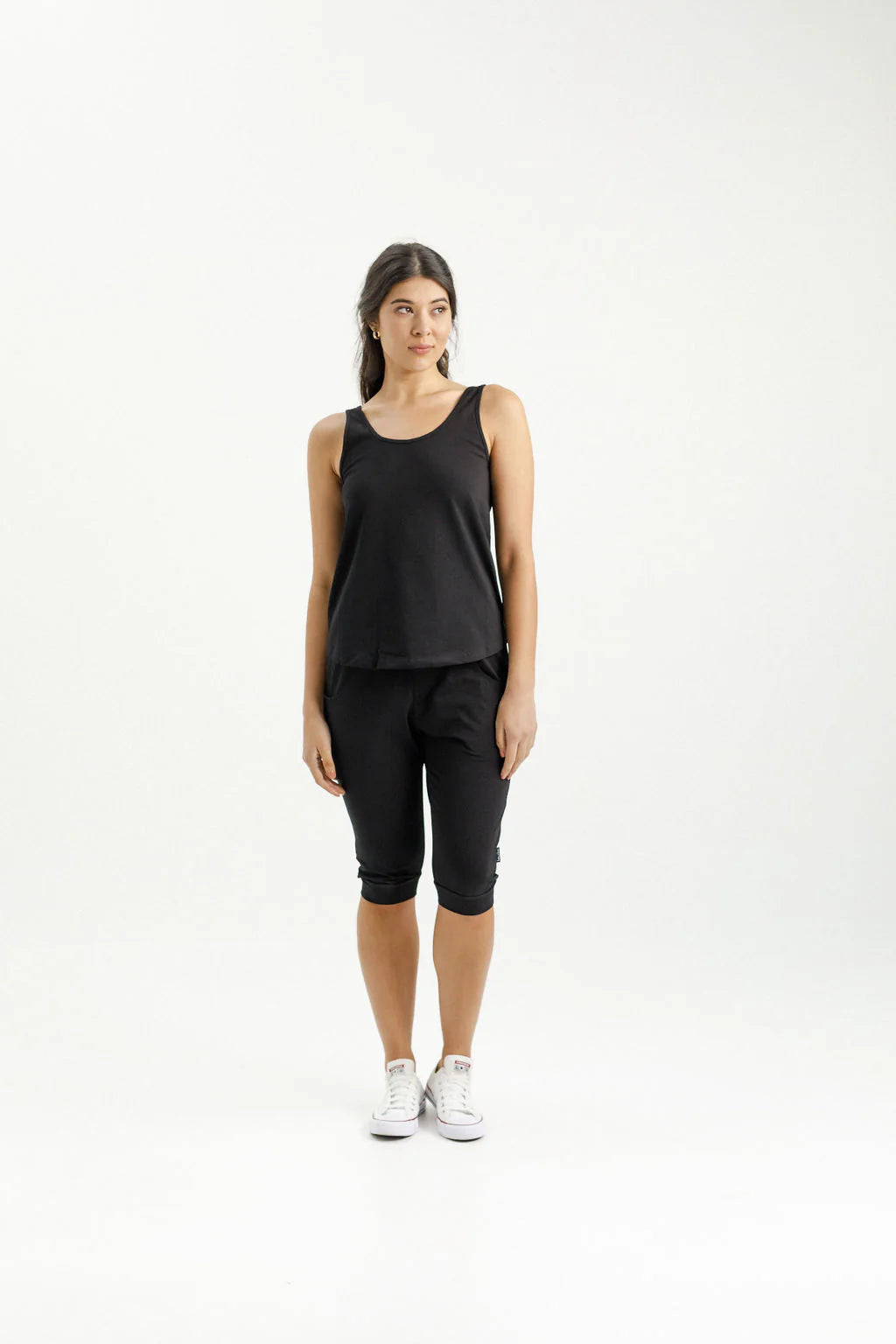 3/4 Apartment Pants - Black with Lime - HOME LEE Pant NZ LUMA