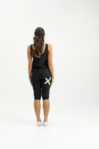 3/4 Apartment Pants - Black with Lime - HOME LEE Pant NZ LUMA