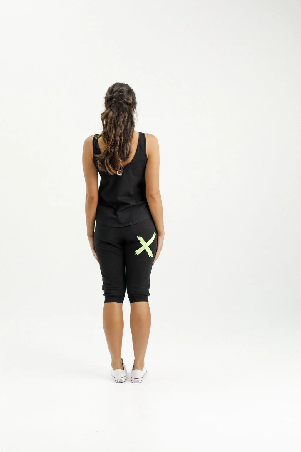 3/4 Apartment Pants - Black with Lime - HOME LEE Pant NZ LUMA