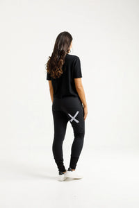 Alpine Apartment Pants - Black w Lilac X - HOME-LEE Pant NZ LUMA