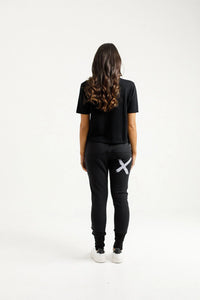 Alpine Apartment Pants - Black w Lilac X - HOME-LEE Pant NZ LUMA