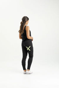 Apartment Pants - Black with Lime - HOME LEE Pant NZ LUMA