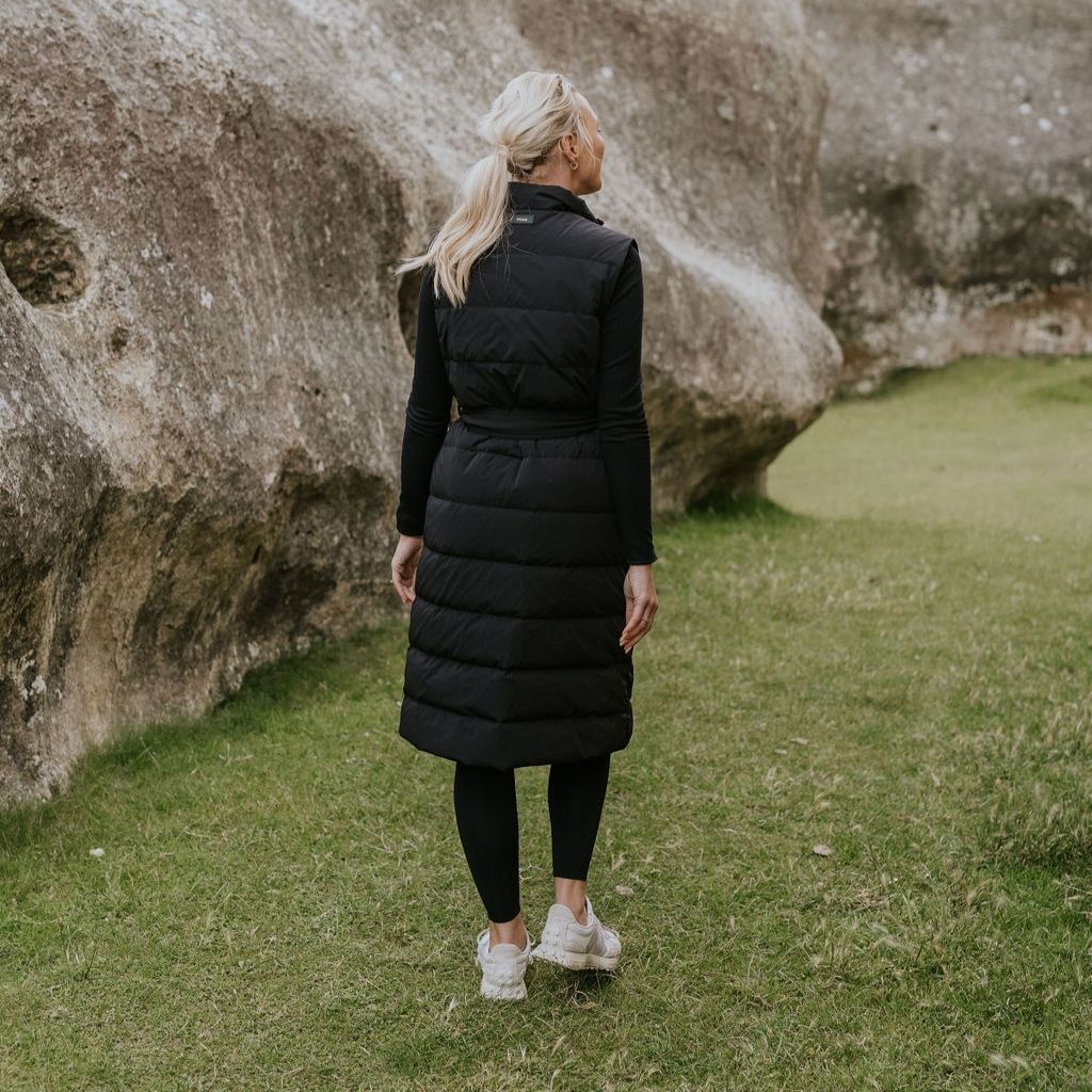 Bella 90/10 Maxi Vest - Black - MOKE Jacket NZ LUMA