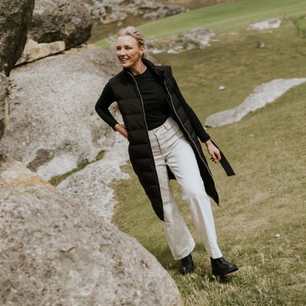 Bella 90/10 Maxi Vest - Black - MOKE Jacket NZ LUMA