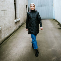 Billie Rain Coat - Black w Purple Fleur - MOKE Jacket NZ LUMA