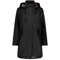 Billie Rain Coat - Black w Purple Fleur - MOKE Jacket NZ LUMA