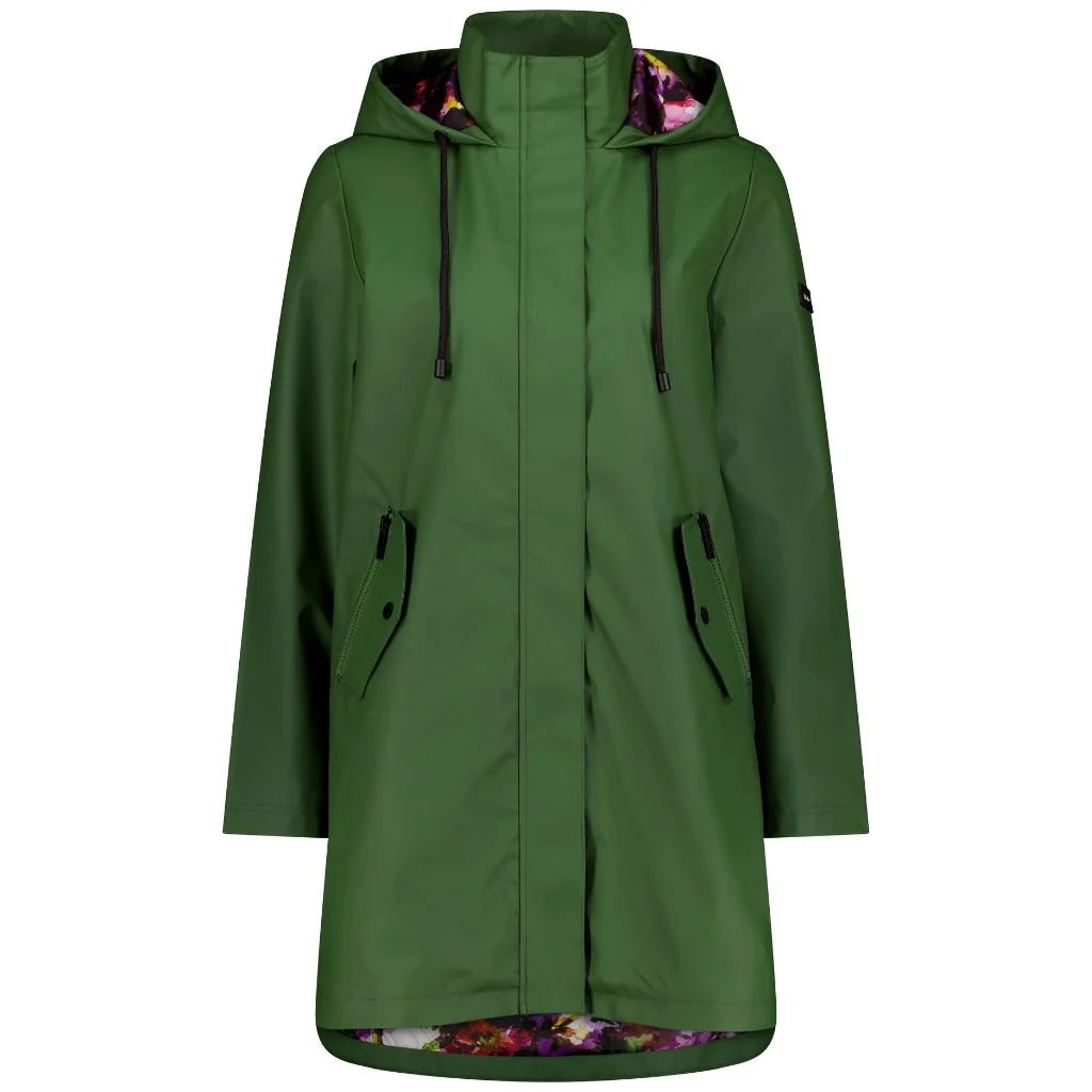 Billie Rain Coat - Cypress w Purple Fleur - MOKE Jacket NZ LUMA