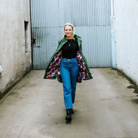 Billie Rain Coat - Cypress w Purple Fleur - MOKE Jacket NZ LUMA
