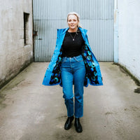 Billie Rain Coat - Imperial Blue w Night Bloom - MOKE Jacket NZ LUMA
