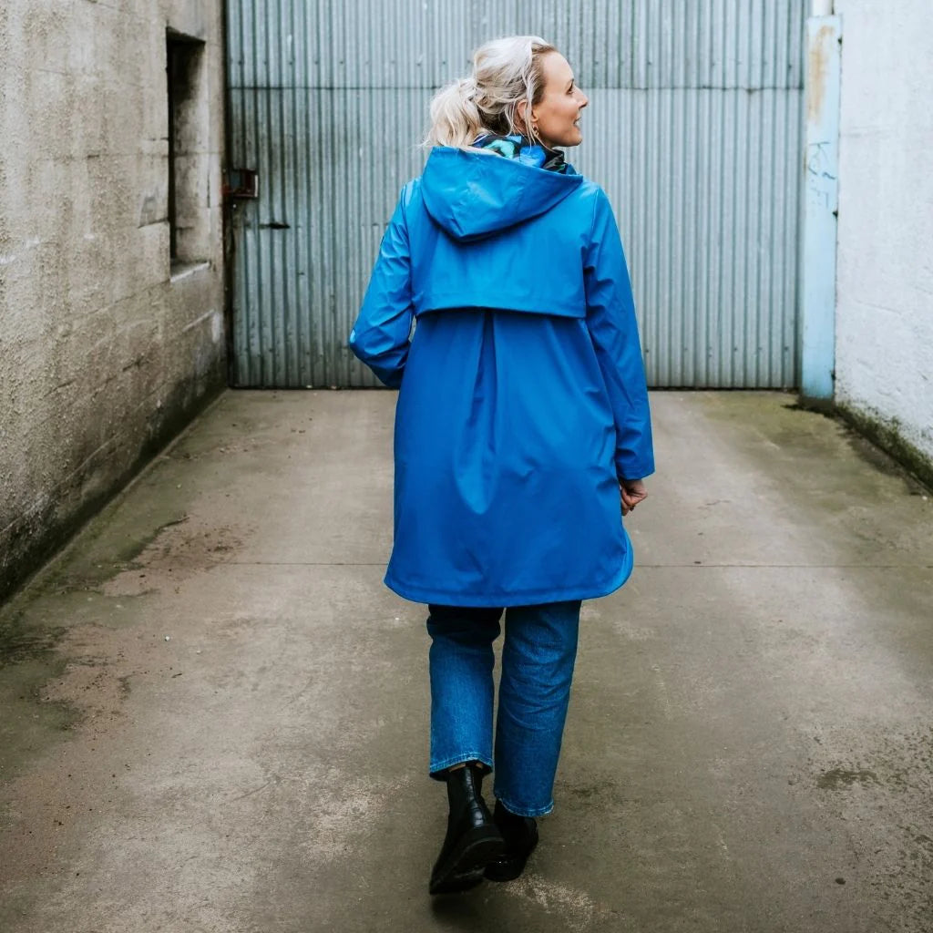 Billie Rain Coat - Imperial Blue w Night Bloom - MOKE Jacket NZ LUMA