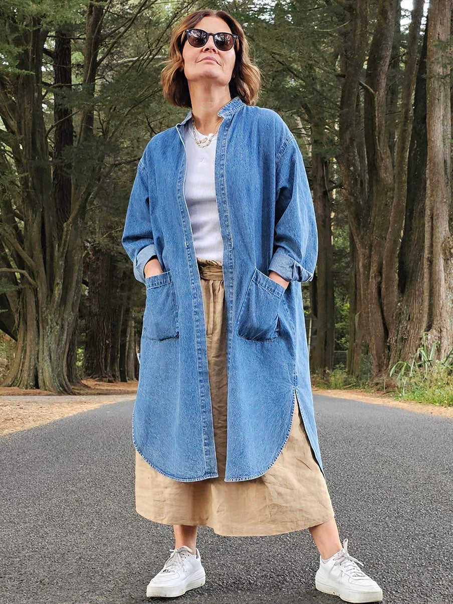 Denim duster jacket discount