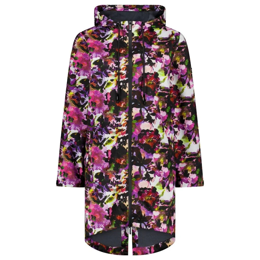 Georgie Rain Coat x Evie Kemp - Purple Fleur - MOKE Jacket NZ LUMA