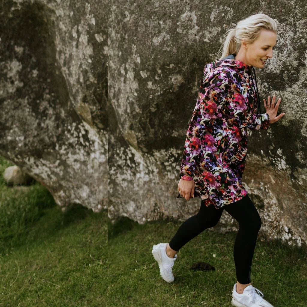 Georgie Rain Coat x Evie Kemp - Purple Fleur - MOKE Jacket NZ LUMA