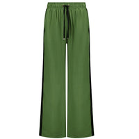 Indiana Wide Leg Pants - Dill w Black Stripe - MOKE Pant NZ LUMA