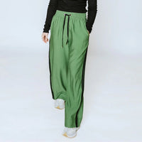 Indiana Wide Leg Pants - Dill w Black Stripe - MOKE Pant NZ LUMA
