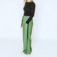 Indiana Wide Leg Pants - Dill w Black Stripe - MOKE Pant NZ LUMA