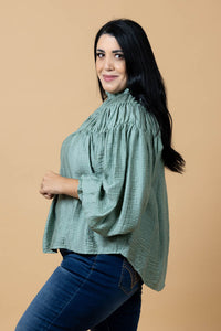 Jontee Long Sleeve Top - Sage - CHARLO