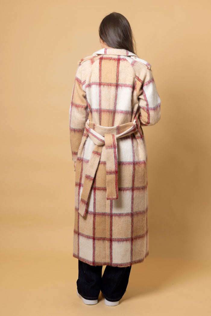 Lauren Coat - Beige Check - CHARLO Coat NZ LUMA