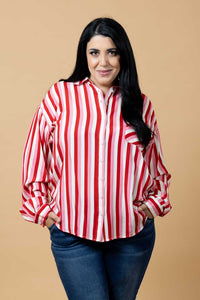 Letitia Striped Shirt - Pink Red - CHARLO