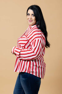 Letitia Striped Shirt - Pink Red - CHARLO