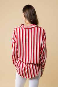 Letitia Striped Shirt - Pink Red - CHARLO