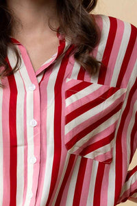 Letitia Striped Shirt - Pink Red - CHARLO