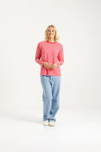 Long Sleeve Chris Tee - Berry Stripe - HOME-LEE Top NZ LUMA