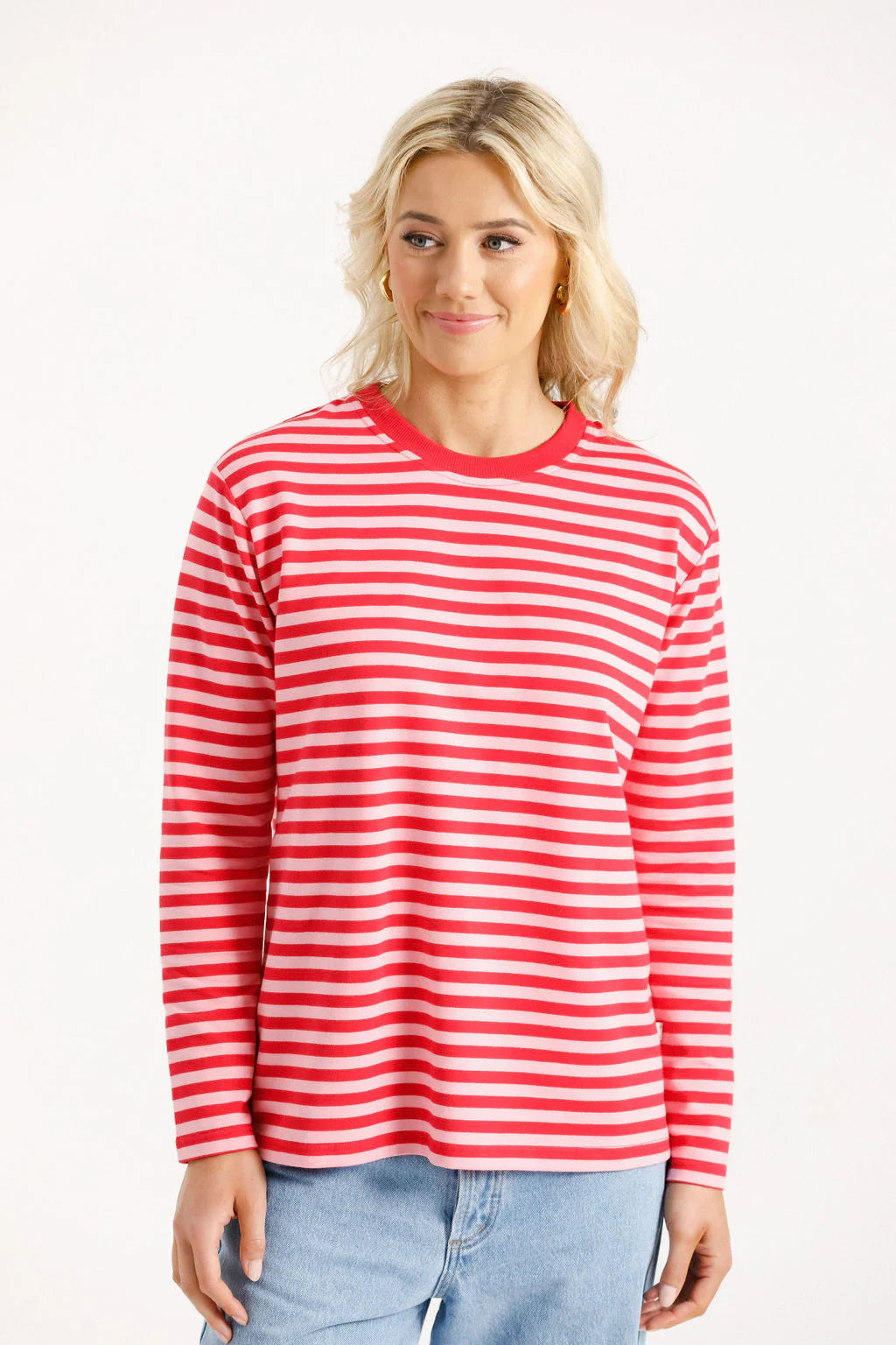 Long Sleeve Chris Tee - Berry Stripe - HOME-LEE Top NZ LUMA