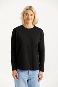Long Sleeve Chris Tee - Black - HOME-LEE Top NZ LUMA