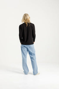 Long Sleeve Chris Tee - Black - HOME-LEE Top NZ LUMA