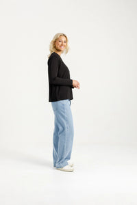 Long Sleeve Chris Tee - Black - HOME-LEE Top NZ LUMA
