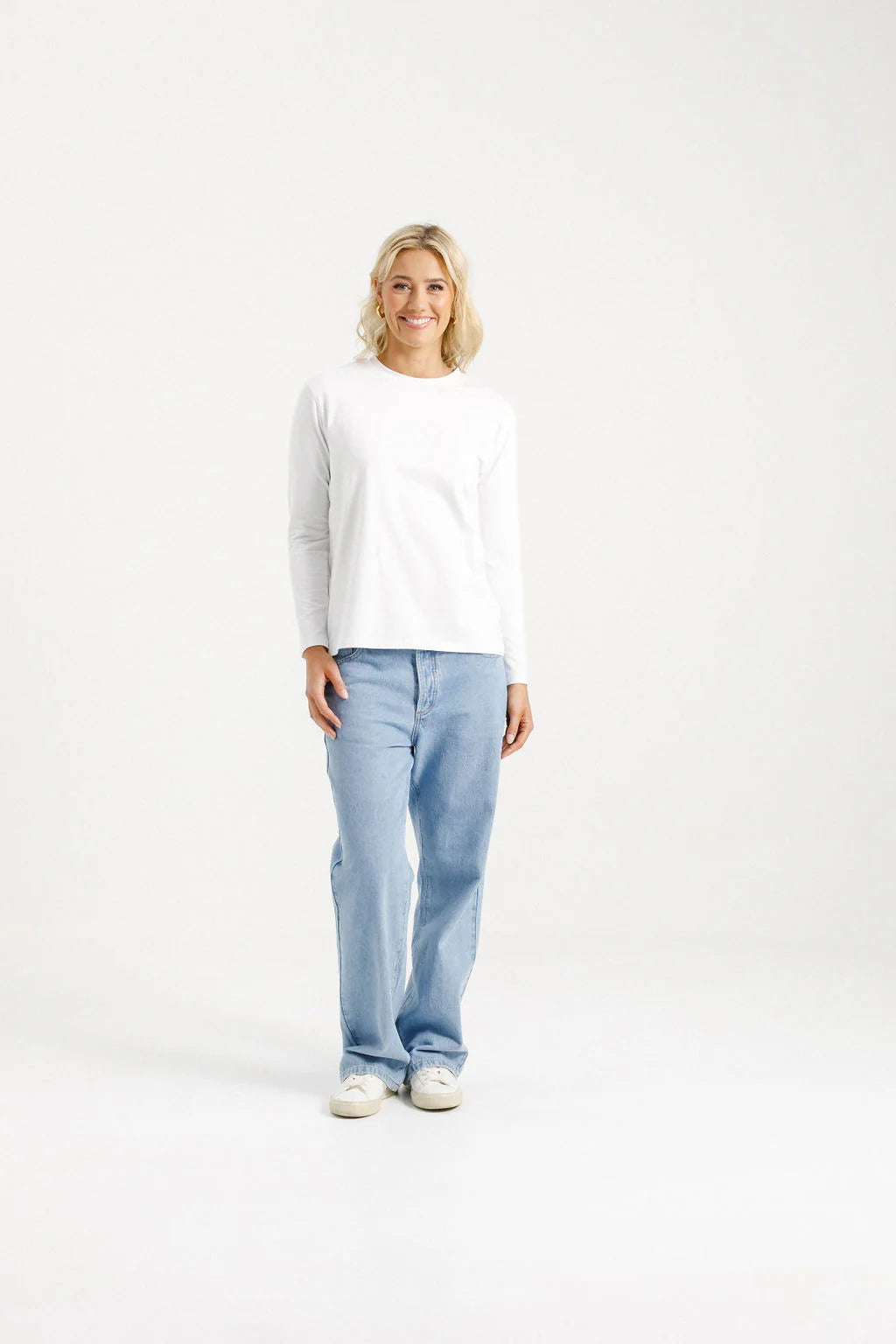 Long Sleeve Chris Tee - White - HOME-LEE Top NZ LUMA