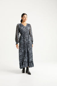 Long Sleeve Greta Dress - Damask - HOME LEE Dress NZ LUMA