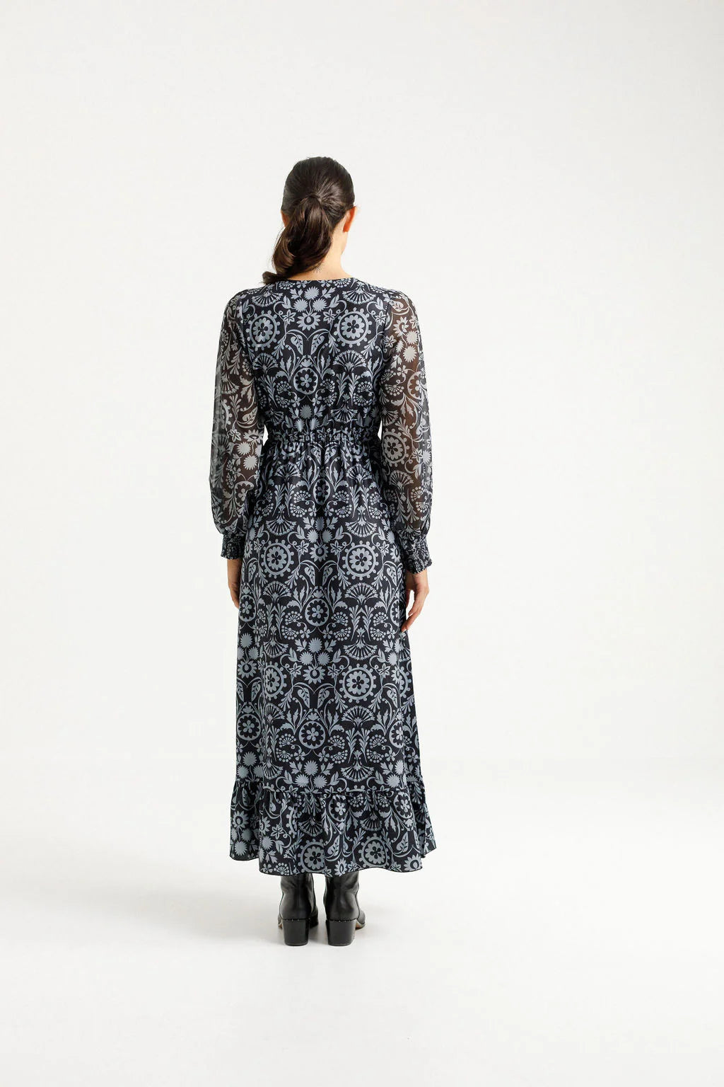Long Sleeve Greta Dress - Damask - HOME LEE Dress NZ LUMA