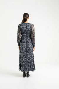 Long Sleeve Greta Dress - Damask - HOME LEE Dress NZ LUMA