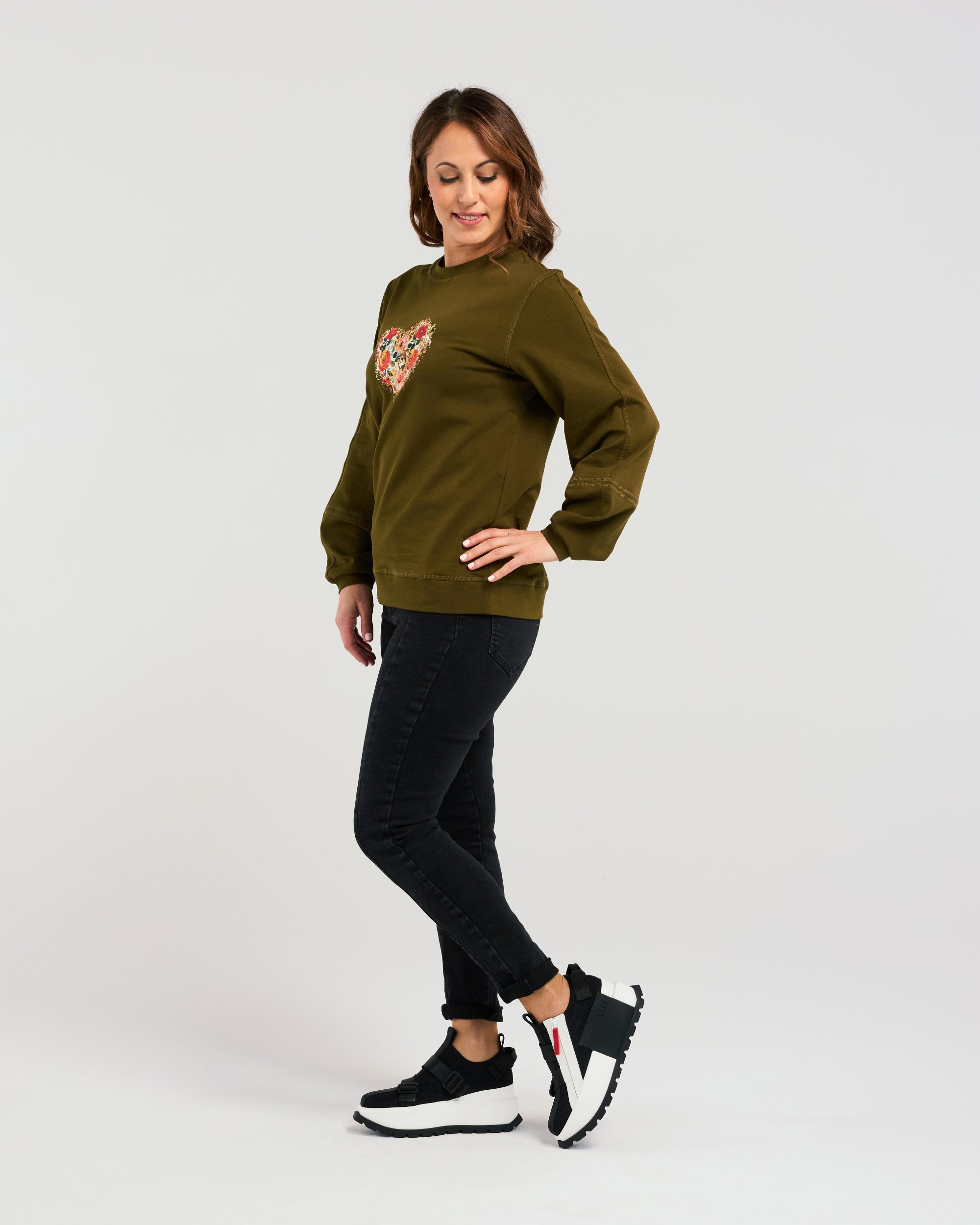 Louise Sweat - Olive - ZAFINA Top NZ LUMA