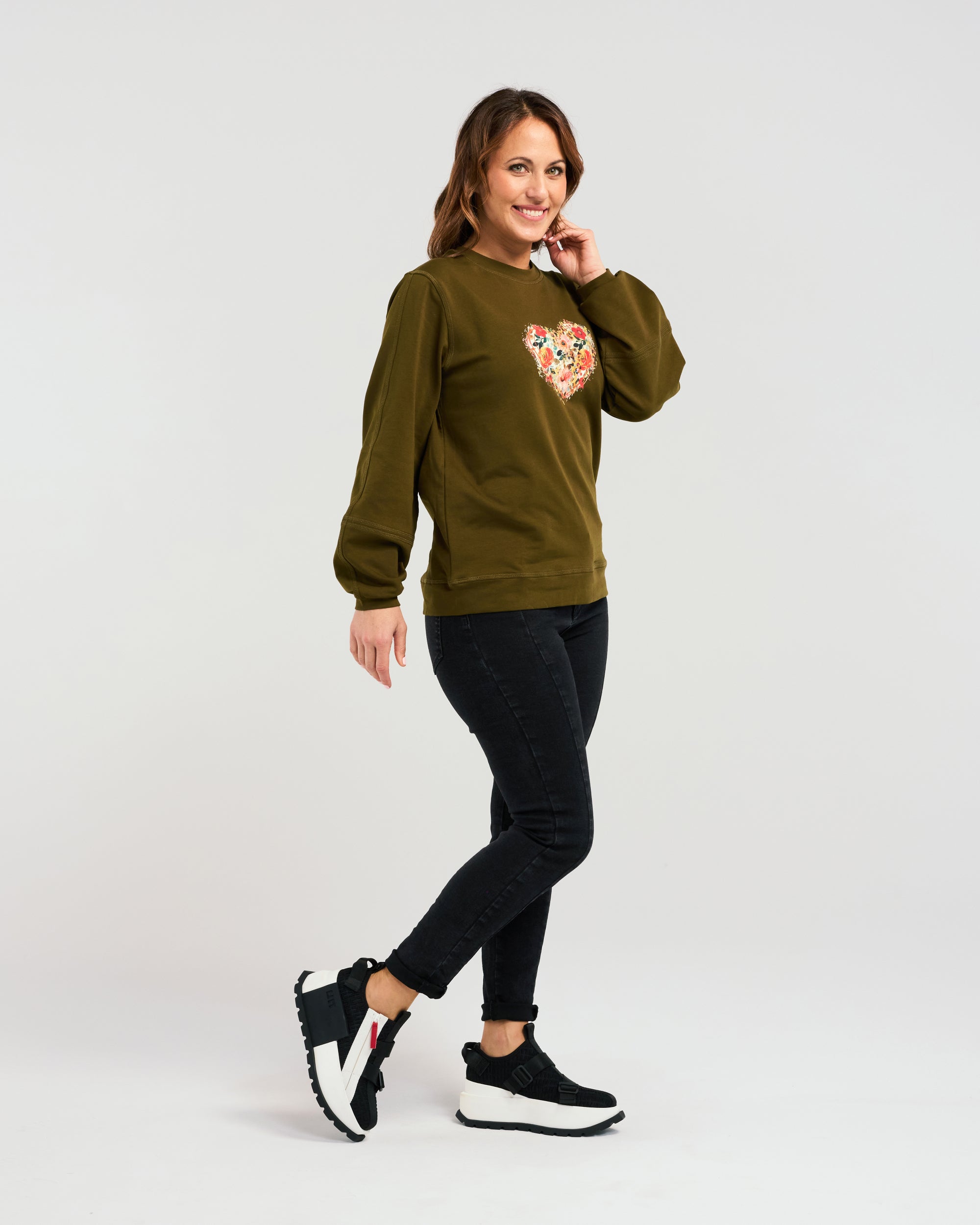Louise Sweat - Olive - ZAFINA Top NZ LUMA