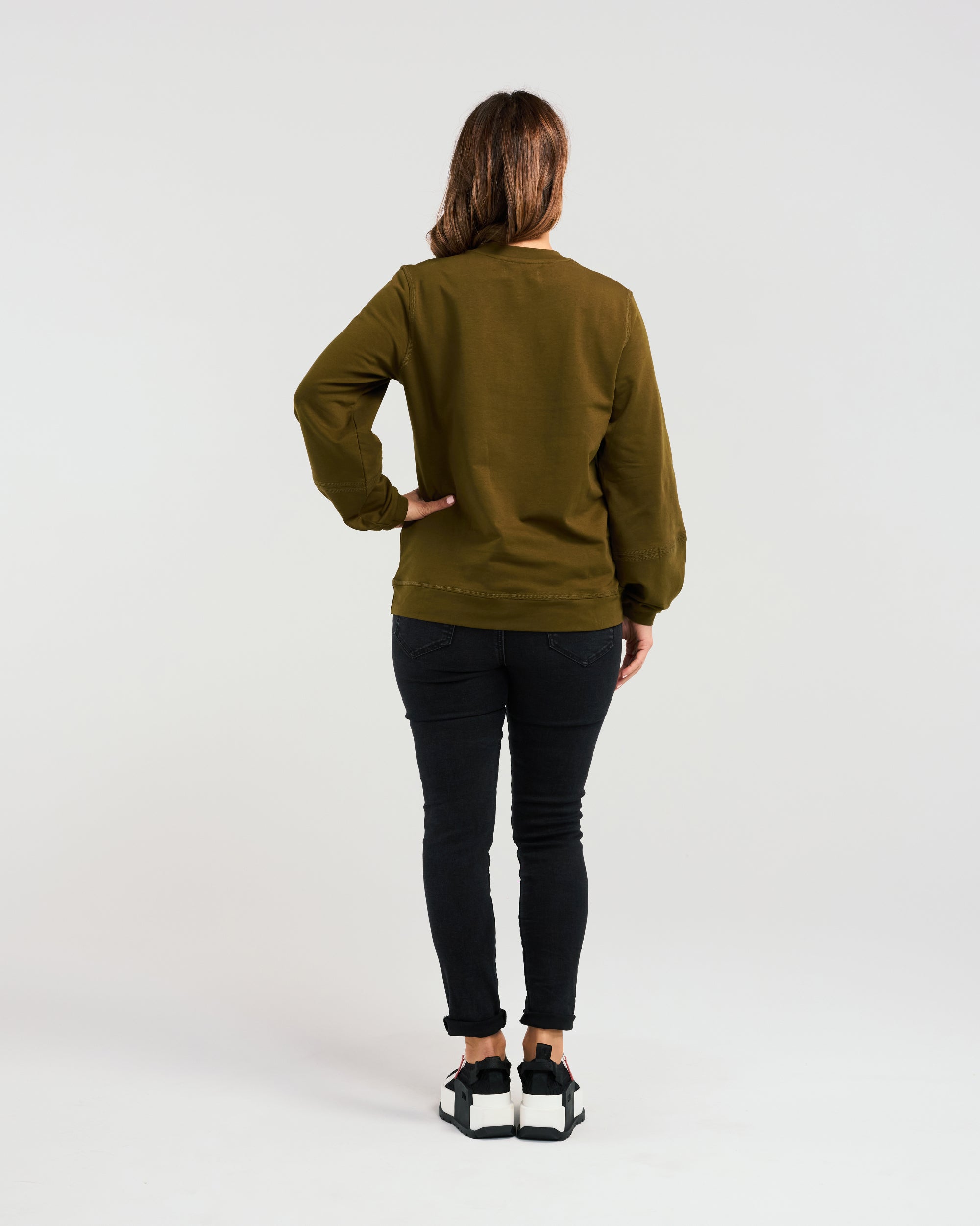 Louise Sweat - Olive - ZAFINA Top NZ LUMA
