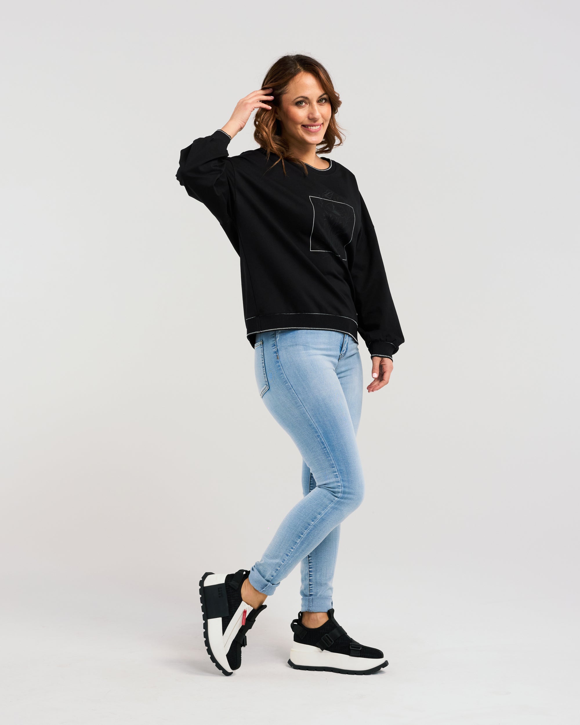 Maisie Sweat - Black - ZAFINA Top NZ LUMA