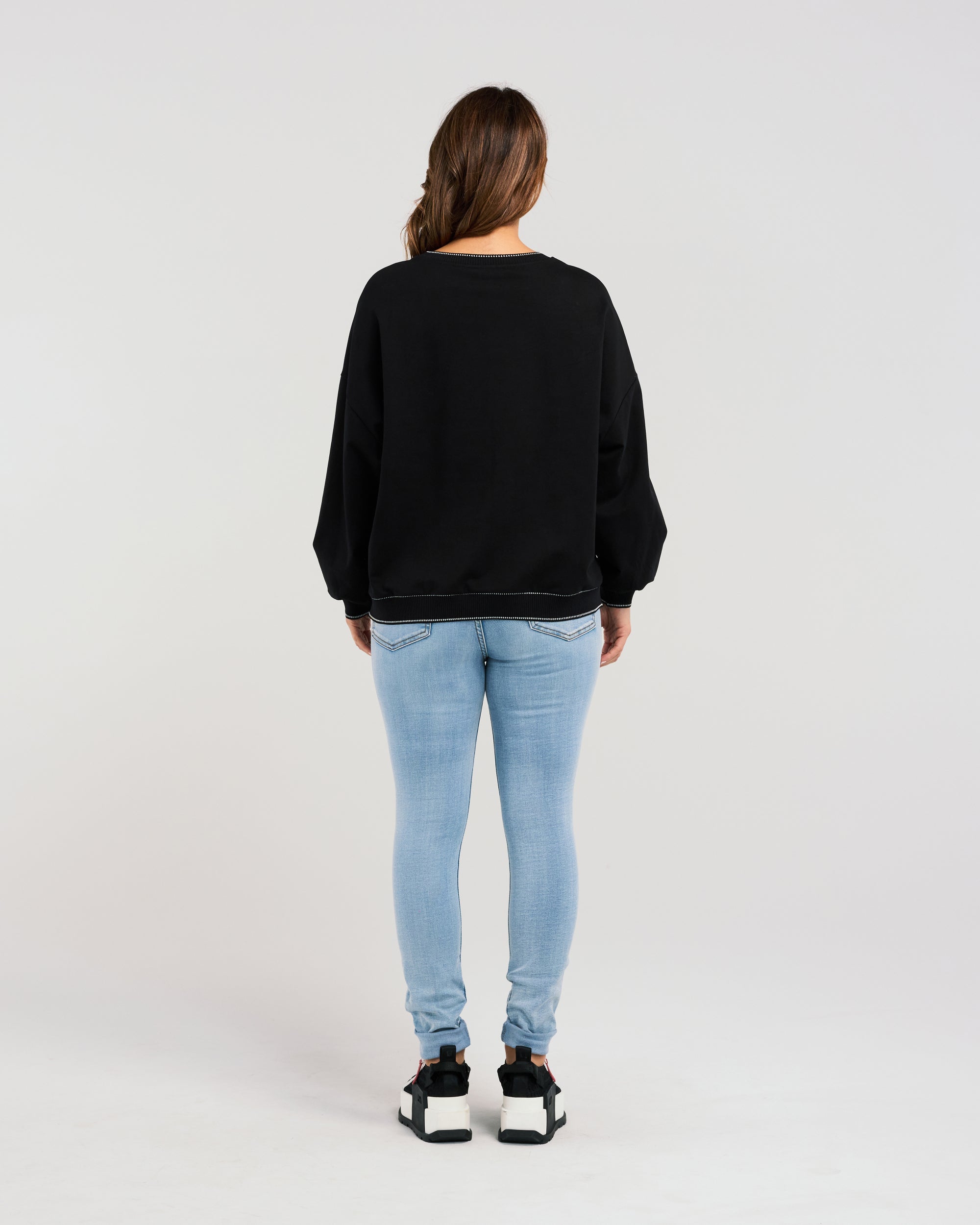 Maisie Sweat - Black - ZAFINA Top NZ LUMA