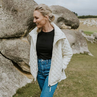 Melissa Quilt Jacket - Cream - MOKE Jacket NZ LUMA