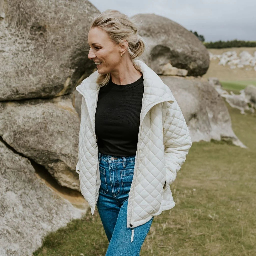 Melissa Quilt Jacket - Cream - MOKE Jacket NZ LUMA