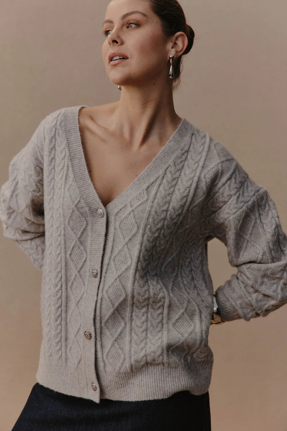 Merano Crop Cardigan - Flax - EB&IVE