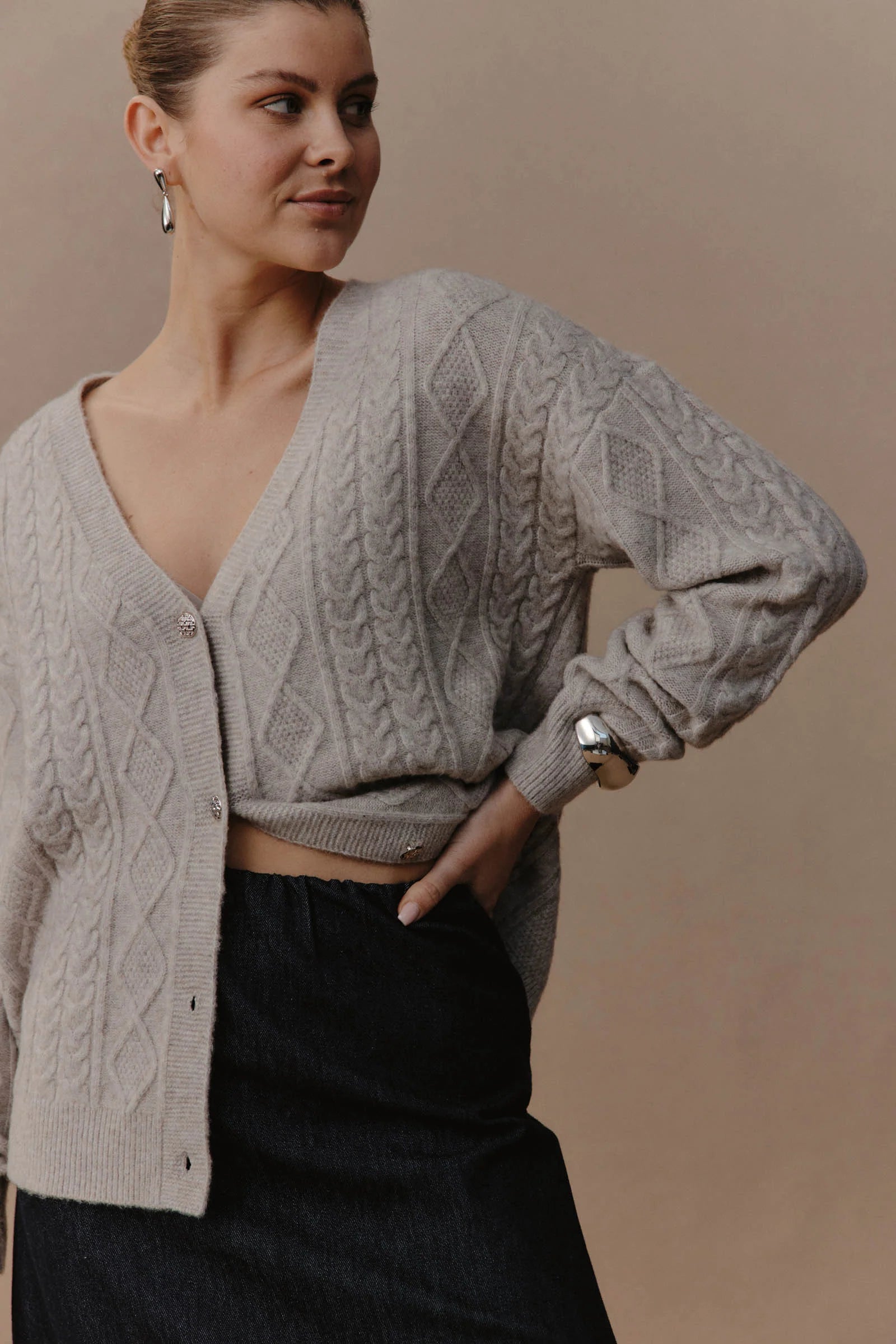 Merano Crop Cardigan - Flax - EB&IVE