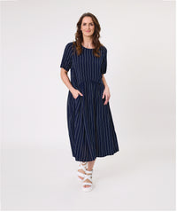 Monroe Dress - Navy Stripe - LEMON TREE Dress NZ LUMA