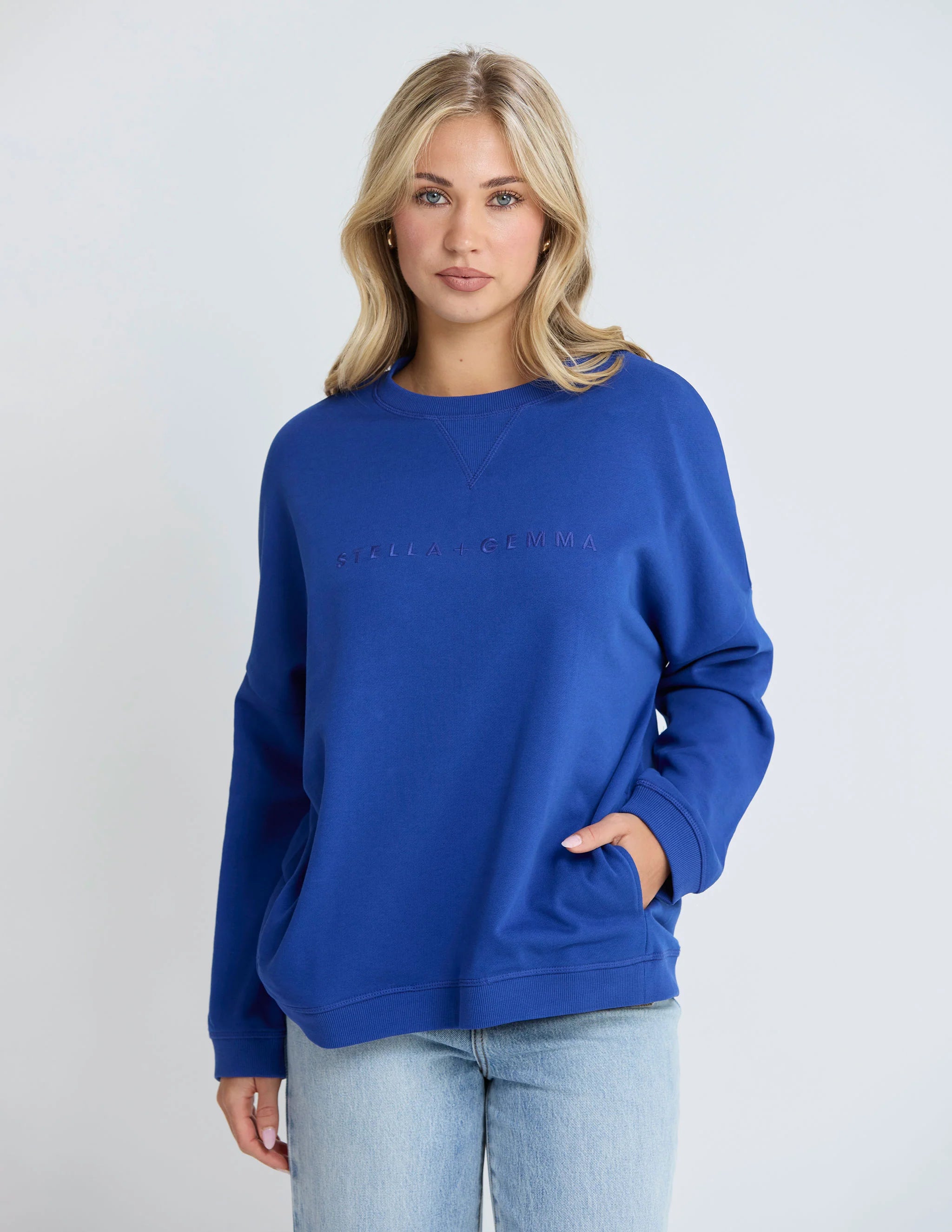 Newport Pocket Crew - Cobalt Blue - STELLA & GEMMA Top NZ LUMA