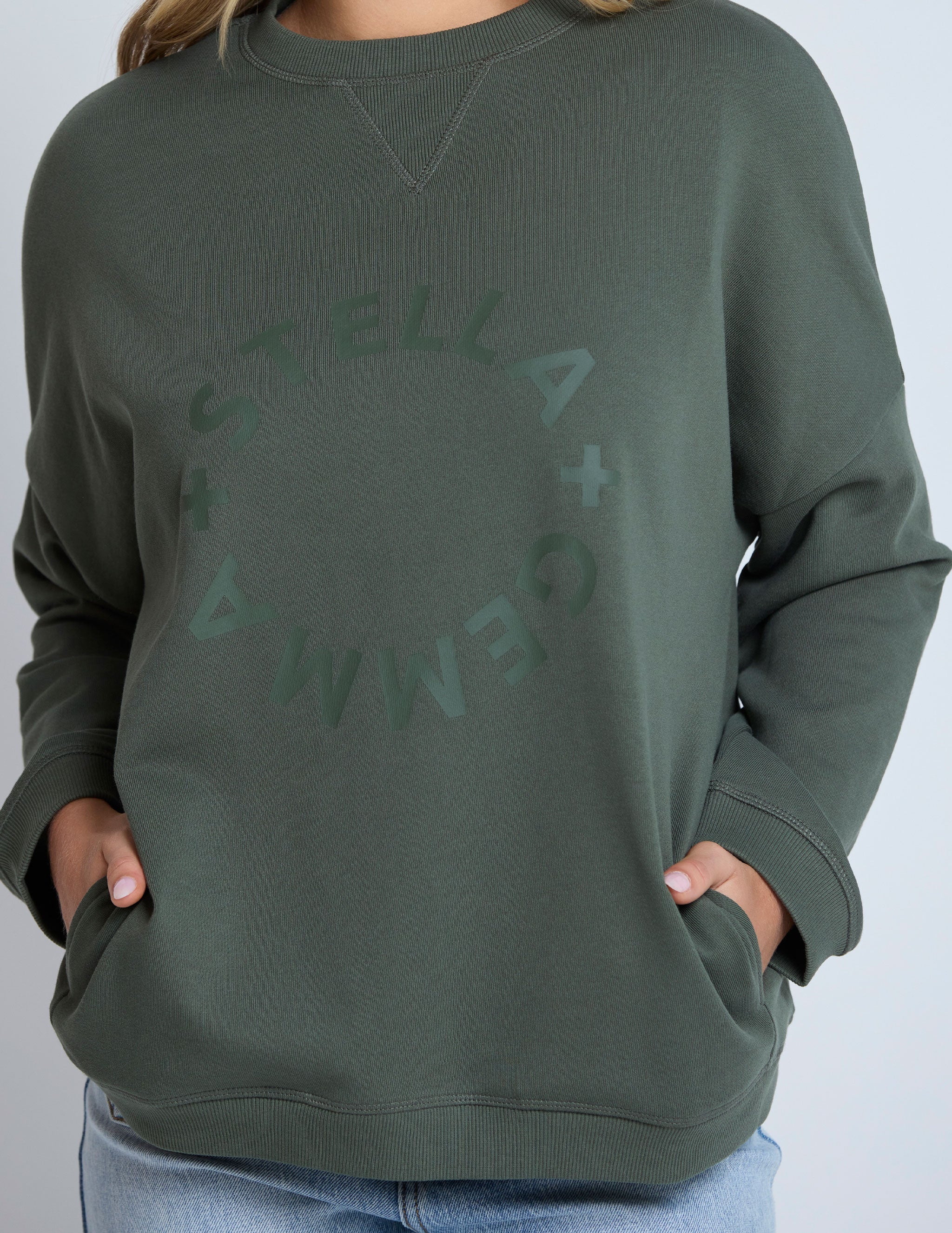Newport Pocket Crew - Winter Moss - STELLA & GEMMA Top NZ LUMA