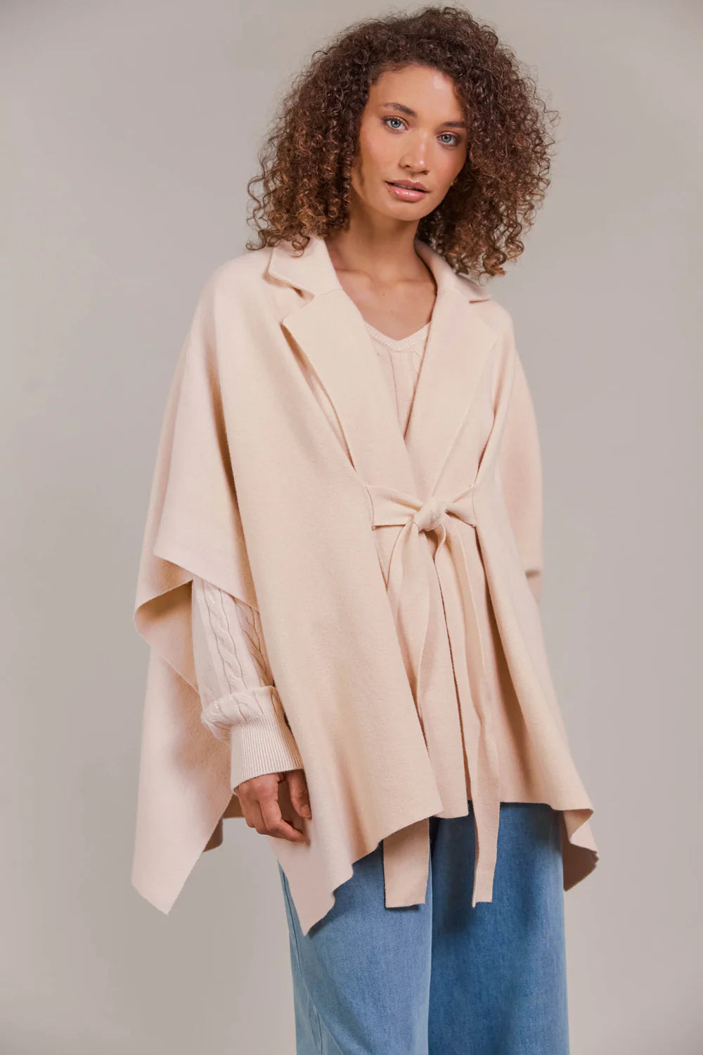 Palmer Knit Cape - Ecru - EB&IVE Coat NZ LUMA
