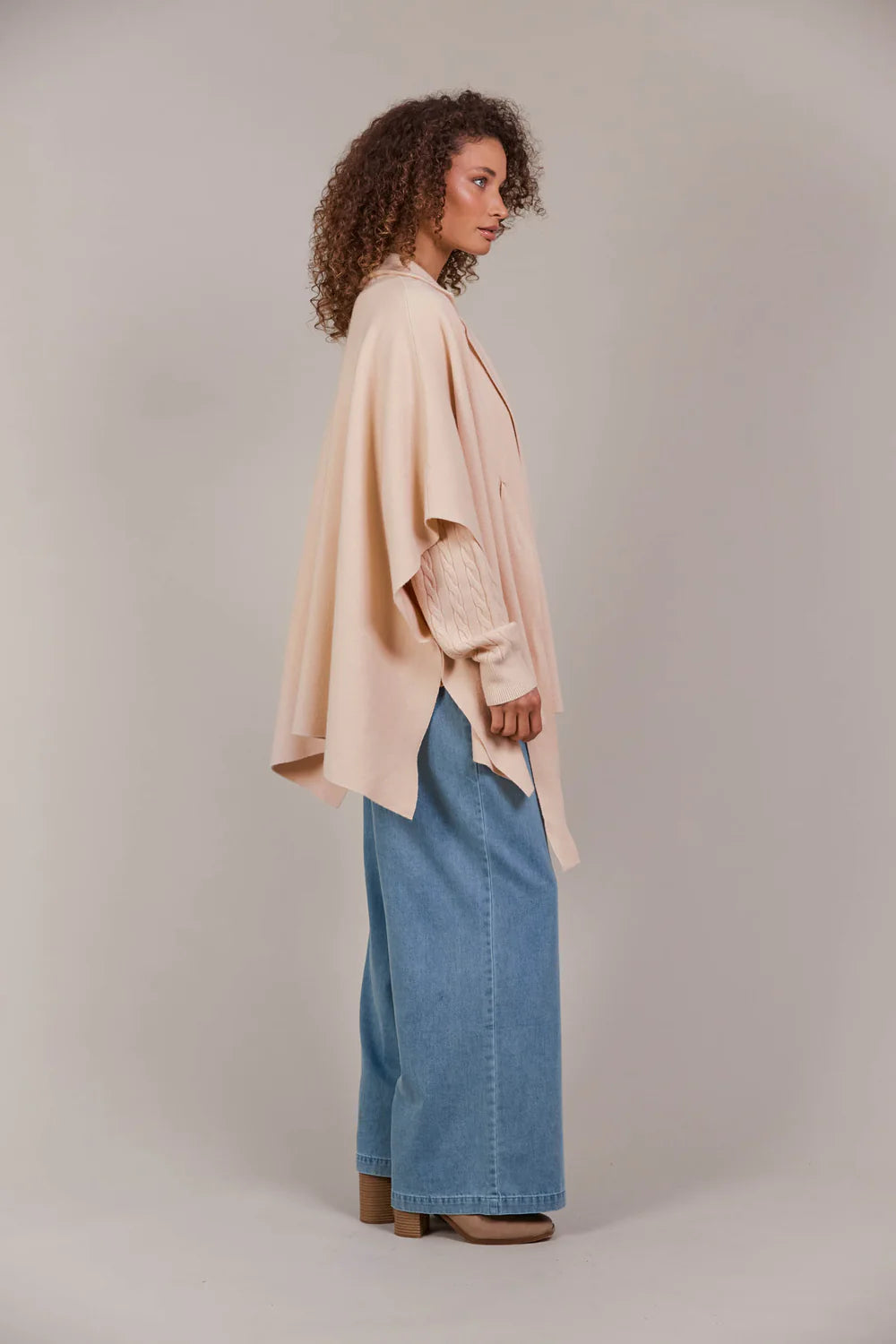 Palmer Knit Cape - Ecru - EB&IVE Coat NZ LUMA